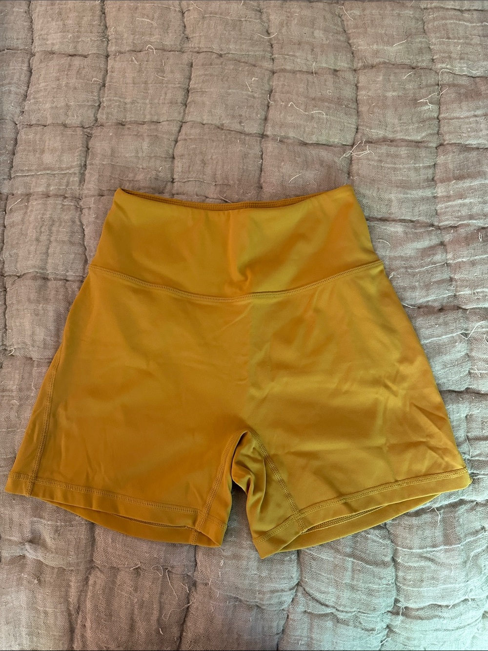 Alphalete High-Waist Bike Shorts - Mustard